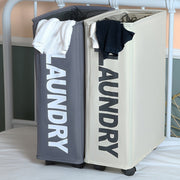 Современная серая корзина для белья на колесах с ручкой, высокий узкий дизайн, складная корзина для грязной одежды, сетчатая подкладка, идеальна для различных интерьеров - Корзины для белья