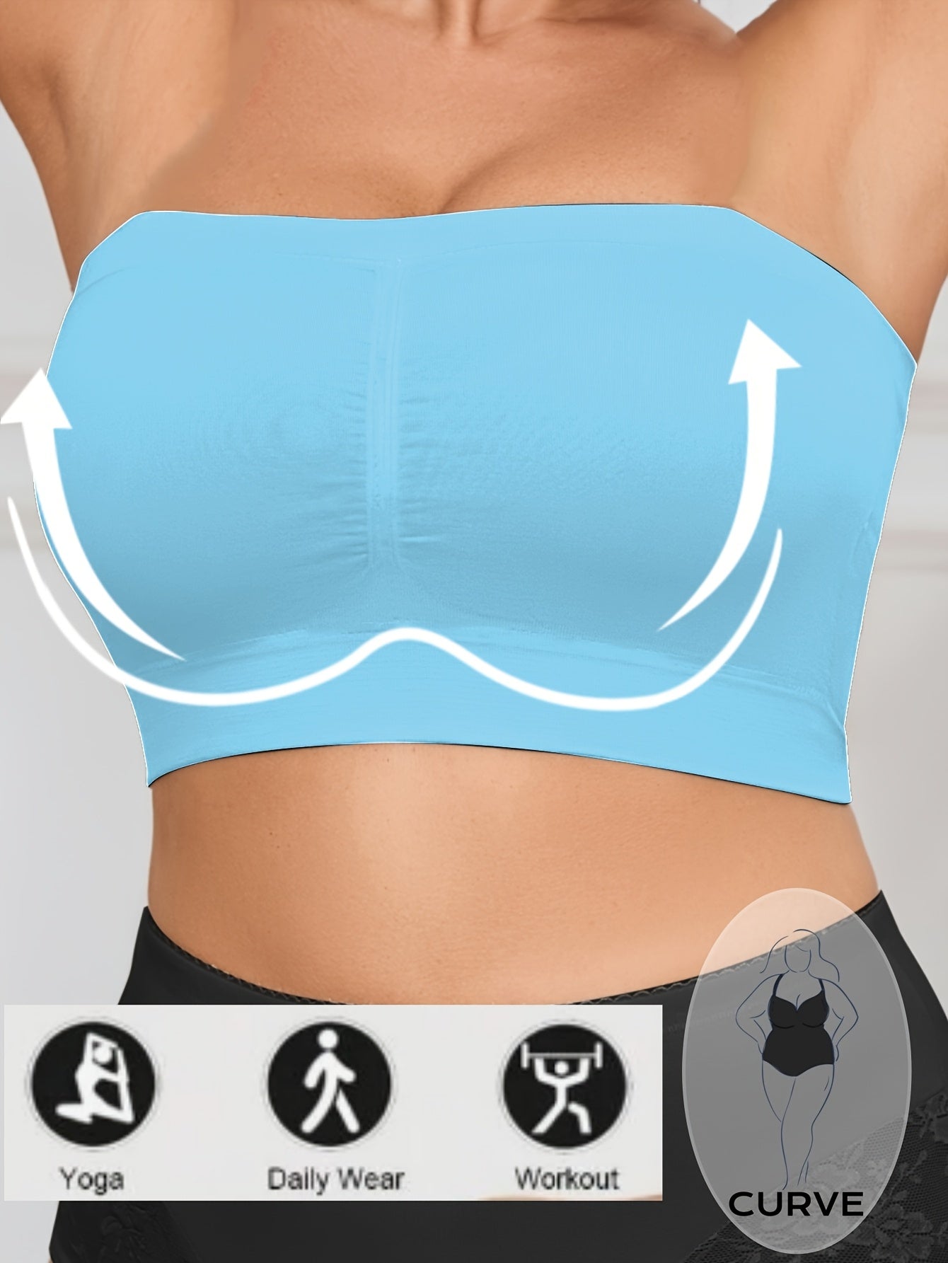 Plus Size Women's Seamless Backless Sports Bra Medium Support Yoga Gym Casual