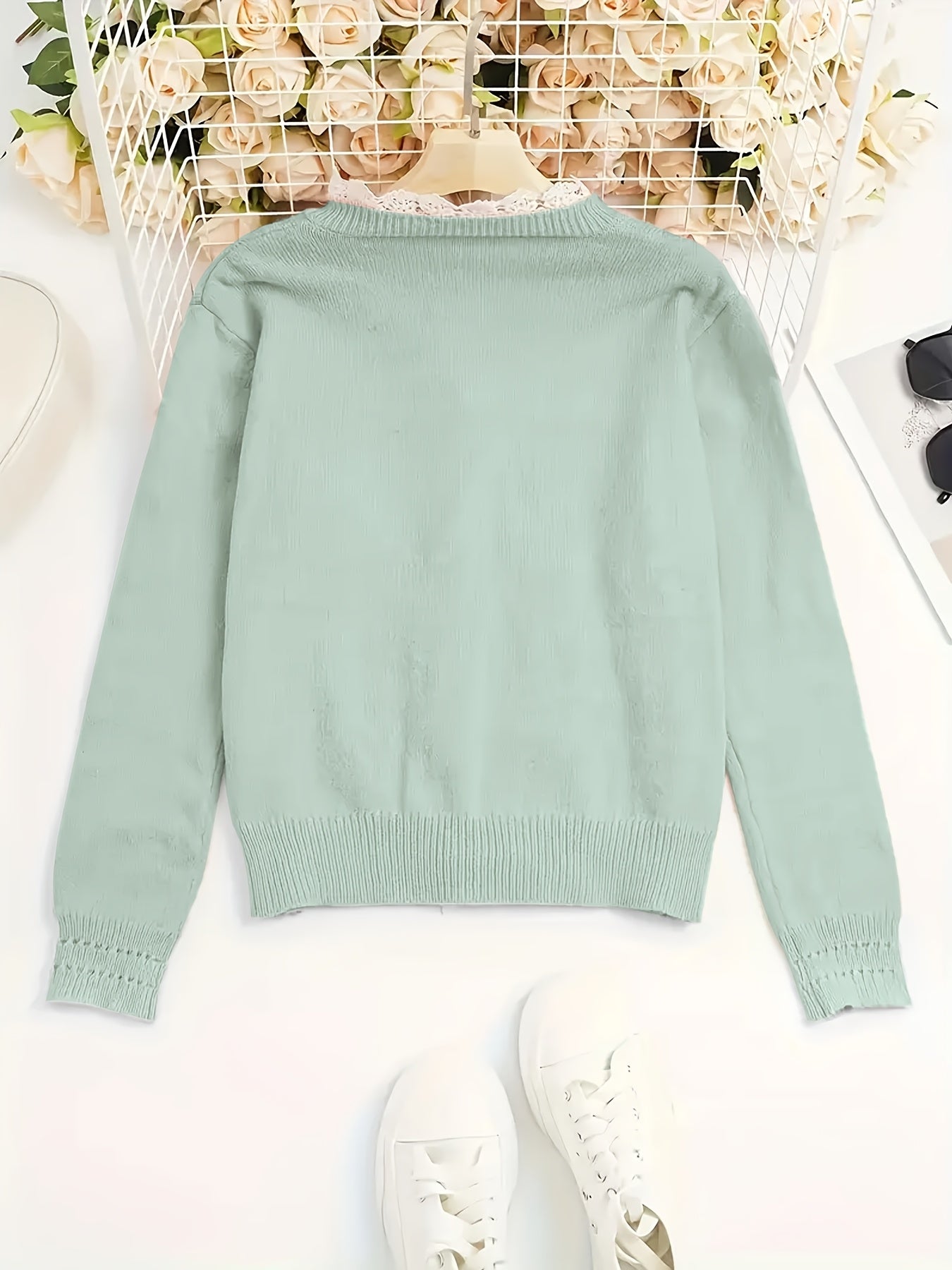 Women Plus Size Casual Cardigan Solid Color Collarless Spring Fall Outerwear