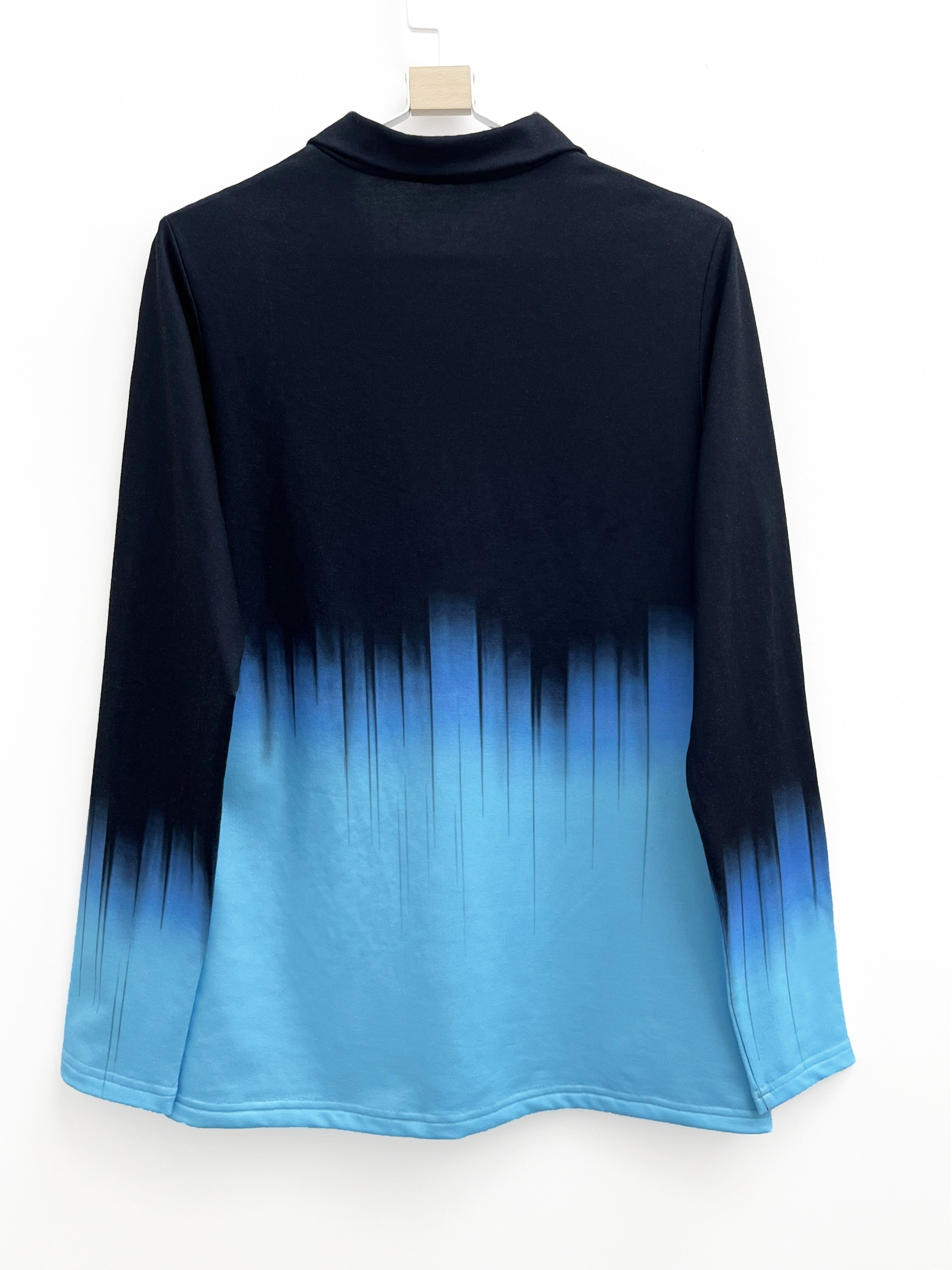 Plus o'lcham Ombre chop etilgan yarim zip sviter, ayollar uchun uzun qo'l, kuz qish kundalik