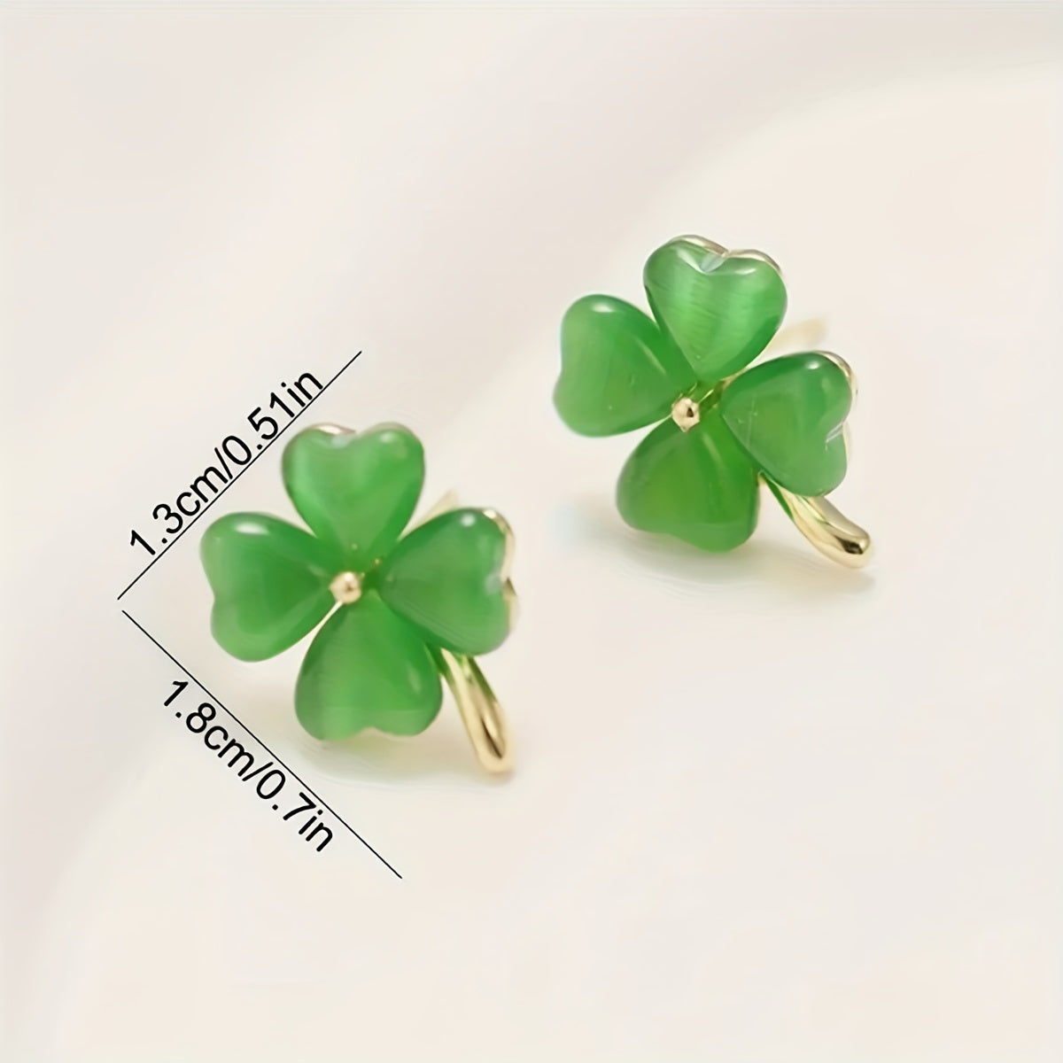 Women's Lucky Green 4-Leaf Clover Stud Earrings Synthetic Opal Jewelry