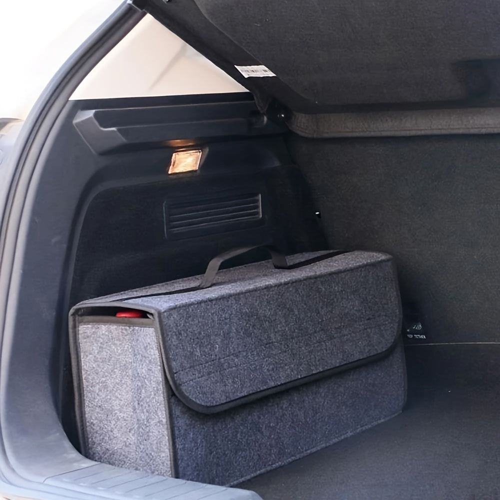 Car Interior Organizer Folding Storage Box Black Gray Car Boot Felt Cloth
