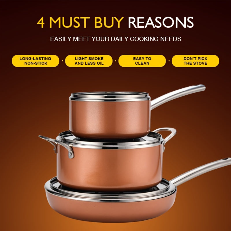 Six-Piece Nonstick Frying Pan Set with 17.78cm, 24.13cm, 30.48cm Pans Oven Safe Dishwasher Safe