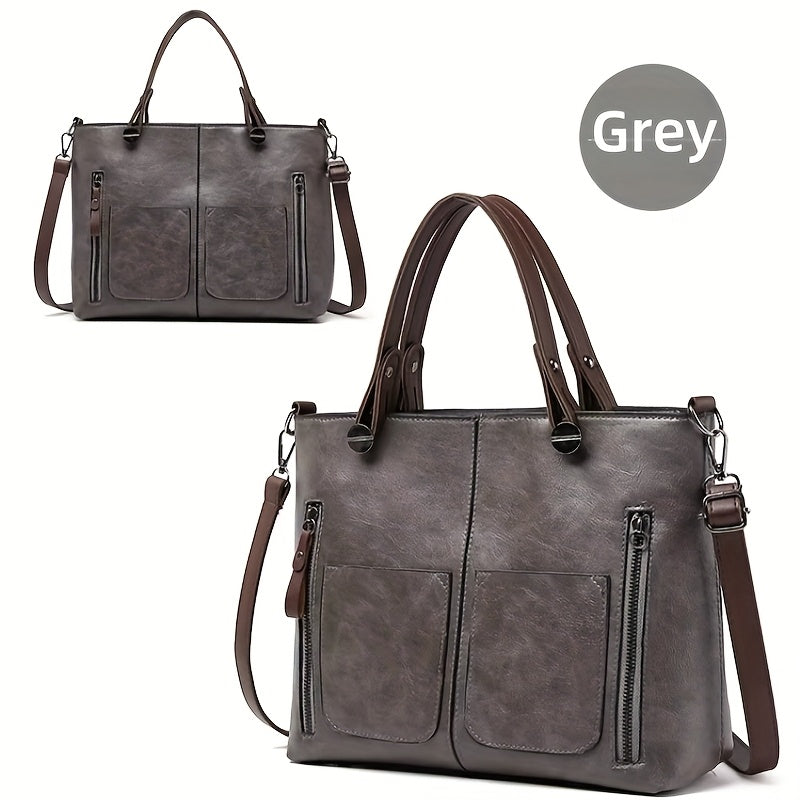 Black PU Shoulder Bag with Detachable Adjustable Strap for Business and Daily Use