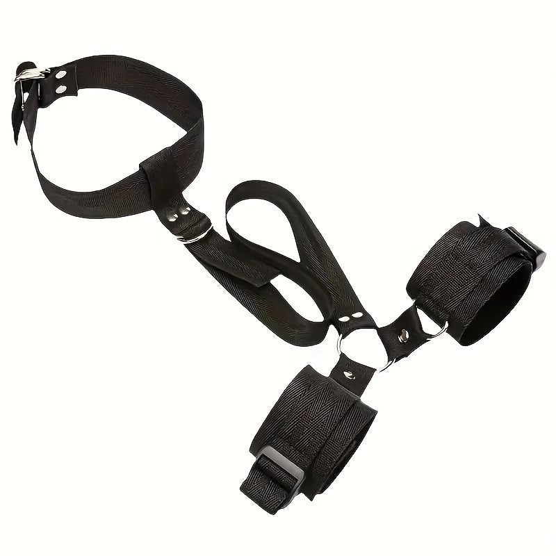 Adult Unisex Nylon BDSM Restraints Set Adjustable Collar and Handcuffs
