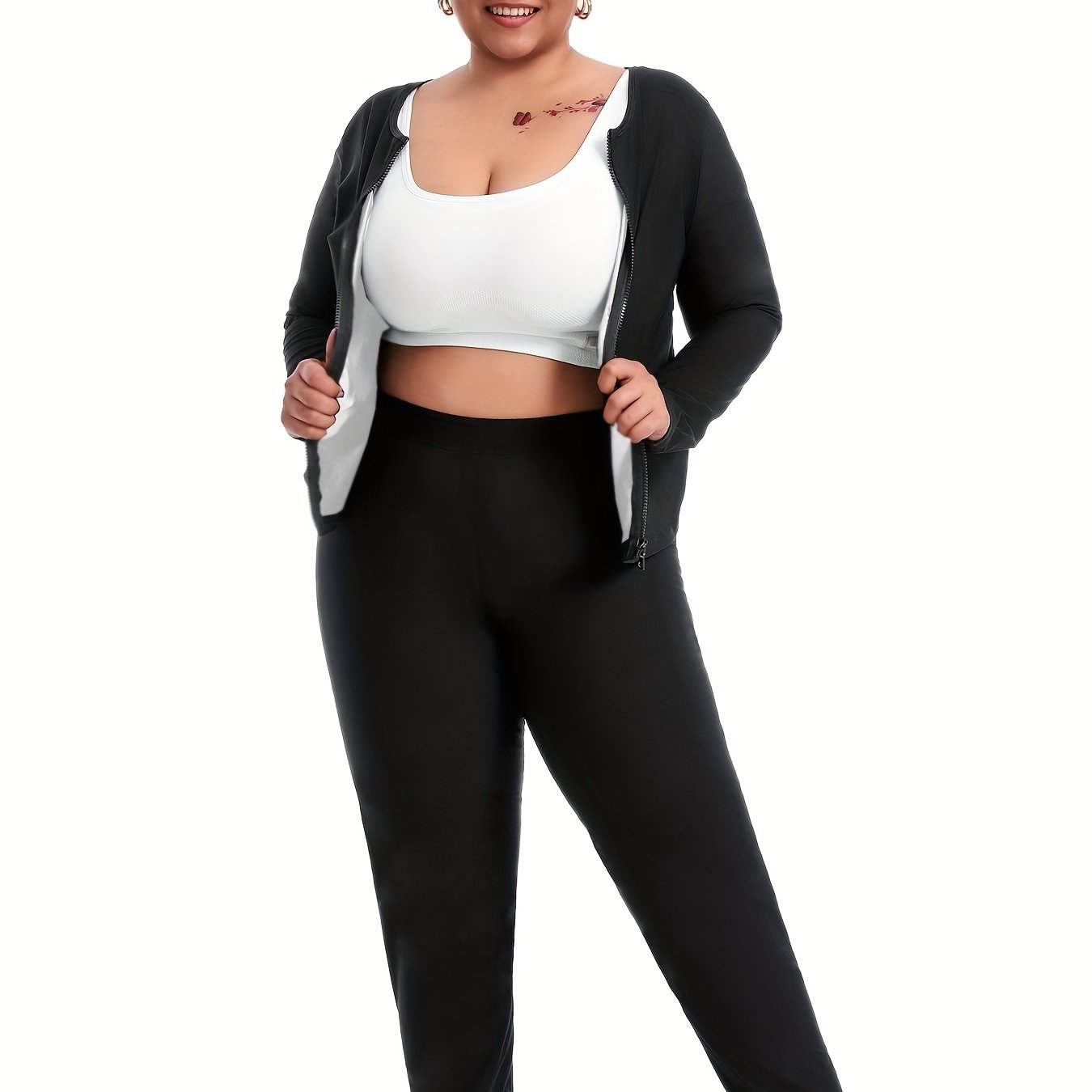 Women's Long Sleeve Yoga Suit for Body Shaping Sauna Suit Two Pieces