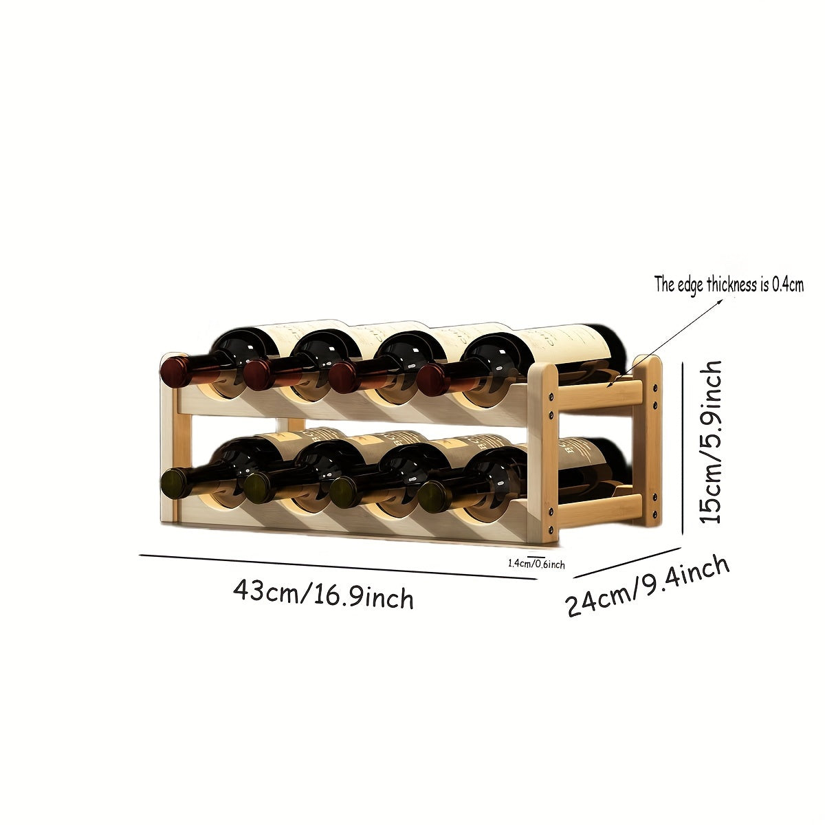 Wood Tiered Wine Bottle Holder with 2/3/4 Tiers Stackable Lacquered