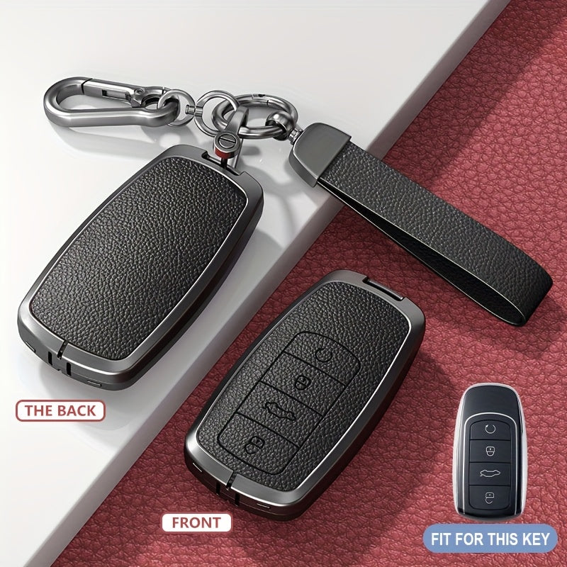 Universal TPU Car Key Cover Protector Red Textured Zinc Alloy Shell