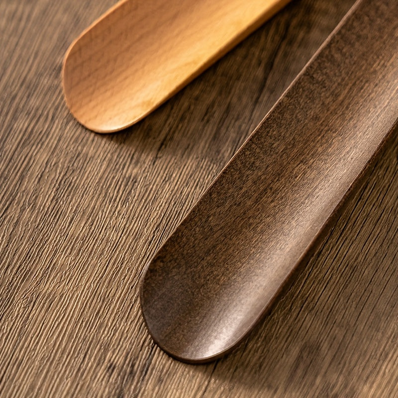 Unisex Solid Wood Shoe Horn with Long Handle for Elderly and Pregnant Women