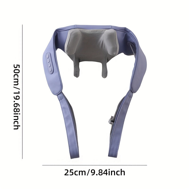 Wireless Neck and Shoulder Massager with 6-Claw Massage Head Heating Function Soft Breathable Fabric and Back Strap