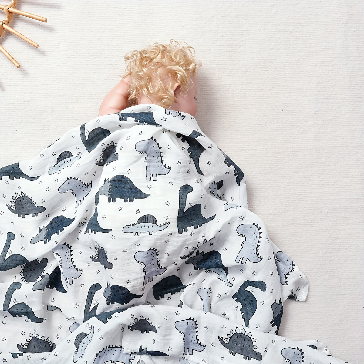 Baby Bamboo Cotton Muslin Gauze Dinosaur Blanket 119x109cm Soft Absorbent