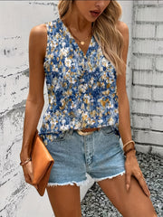 Plus Size Women's Floral Print Sleeveless Vest Spring Summer Vacation Style
