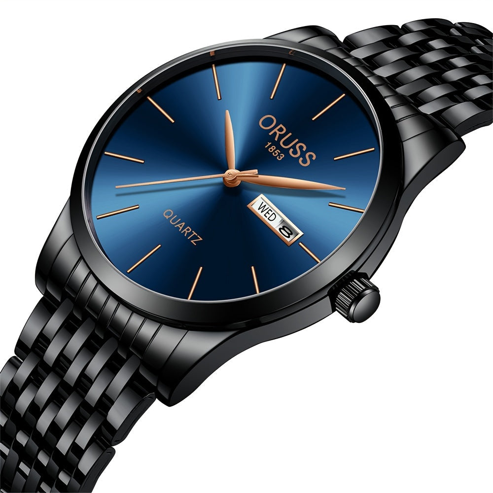 Men's Watch Dual Calendar Business Casual Leather Strap