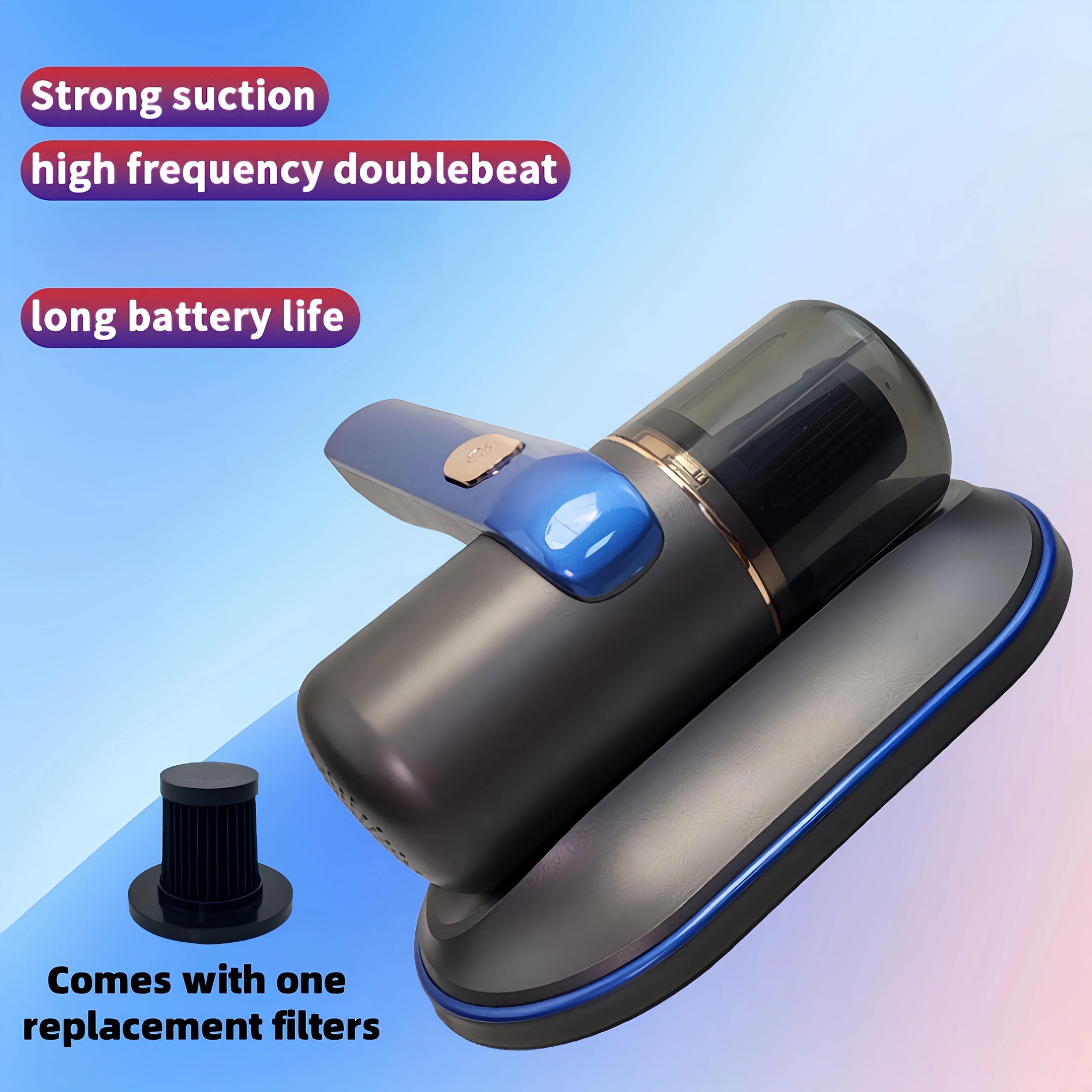 Rechargeable Handheld Vacuum Cleaner for Dust and Hair with Stainless Steel Filter