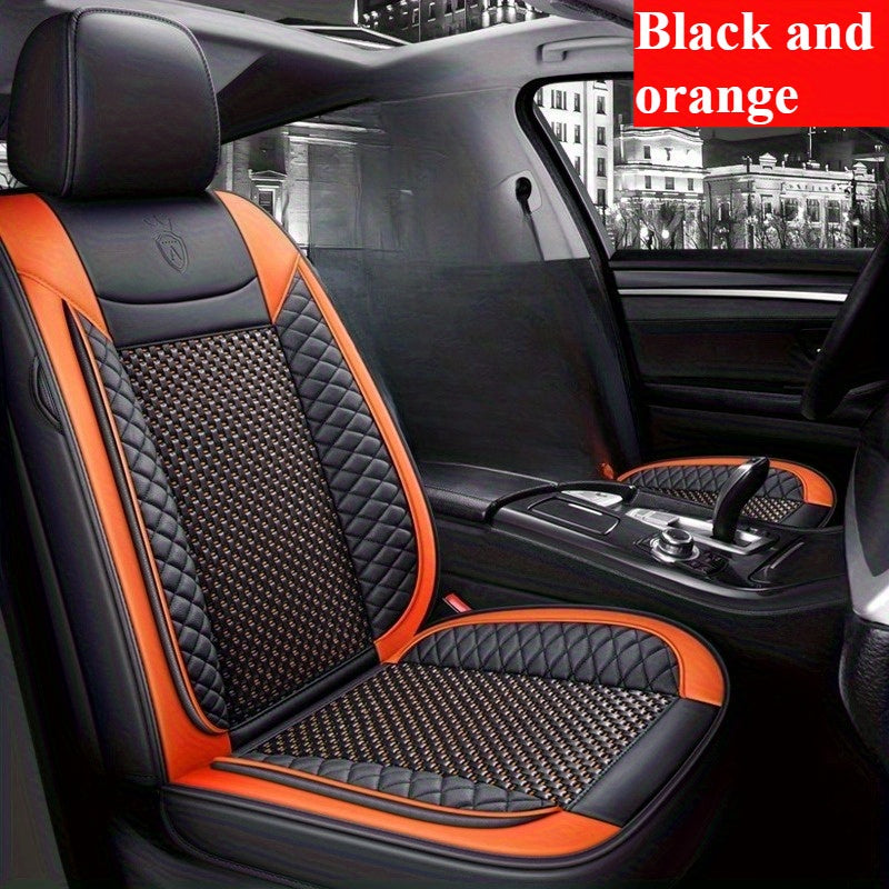 Full Coverage Black and Orange All-Season Car Seat Cover for Vehicles
