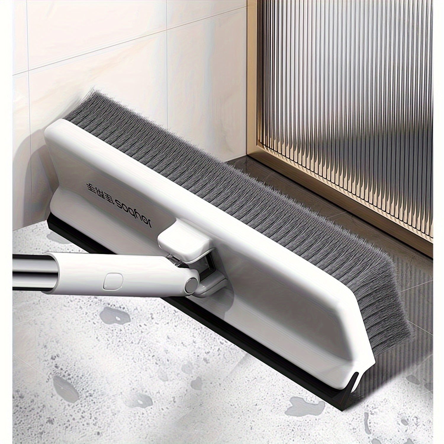 Heavy-Duty Floor Scrub Brush with Long Handle Rotating Head for Floors Walls and Carpets