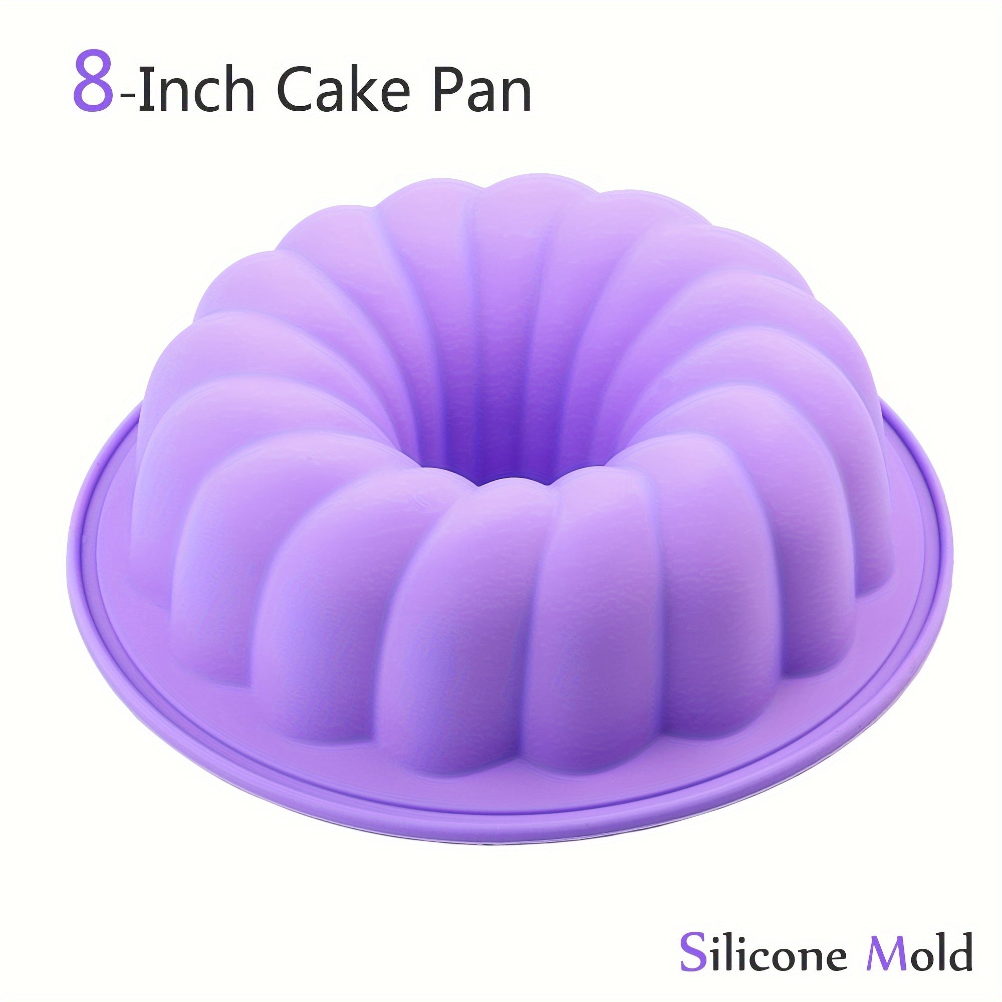 Silicone Bundt Cake Pan 20.32cm Purple Non-Stick Flexible Oven Freezer Safe