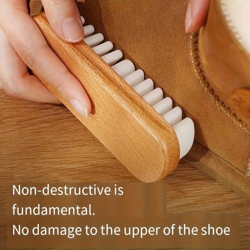 White Rubber Shoe Brush for Suede Nubuck Cleaning with Plastic Handle