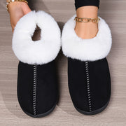 Women's Plush Lined Slippers Solid Color Cozy Home Slip Ons