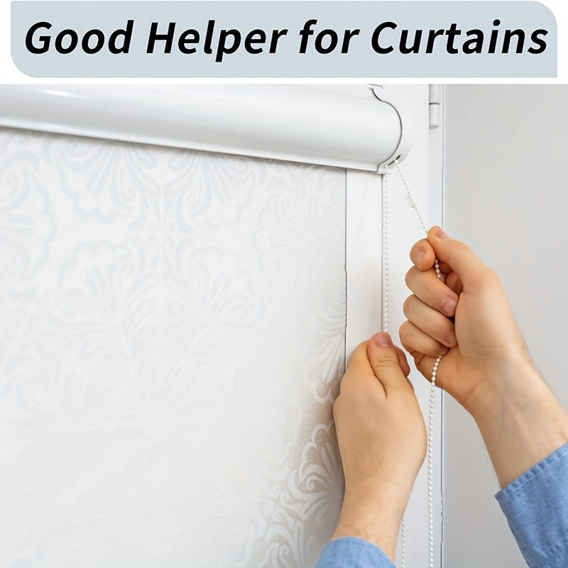 Set of 11 Curtain Bead Chain and Buckle White Pull Beads 6 Meters with Connectors