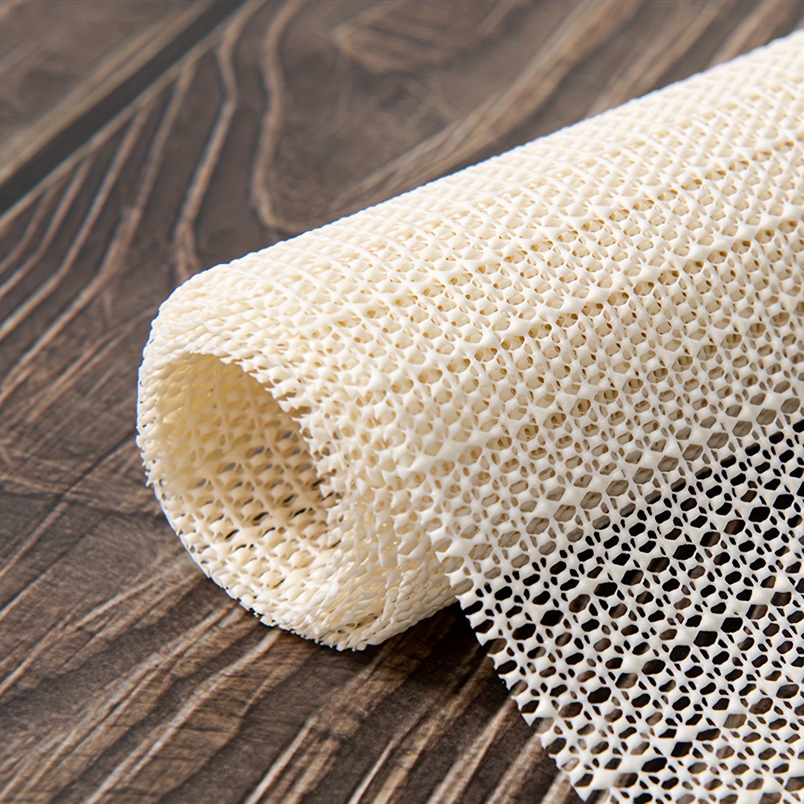 Beige PVC Non-Slip Rug Mat for Bedroom Living Room Kitchen Bathroom Indoor Use