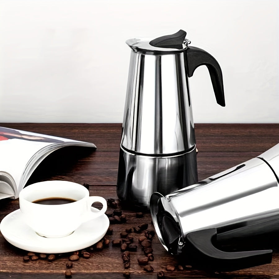 Cafetera moka de acero inoxidable de 150ml, cafetera espresso manual para hogar y restaurante