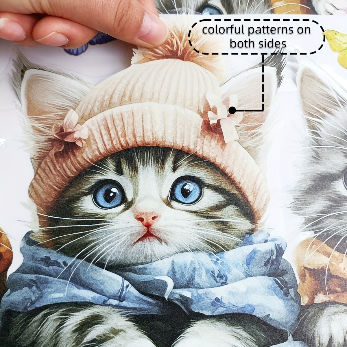 Kuz va qish oylarida oynaga yopishadigan mushuklar va kapalaklar uchun qayta ishlatiladigan PVC decal, 20x30cm