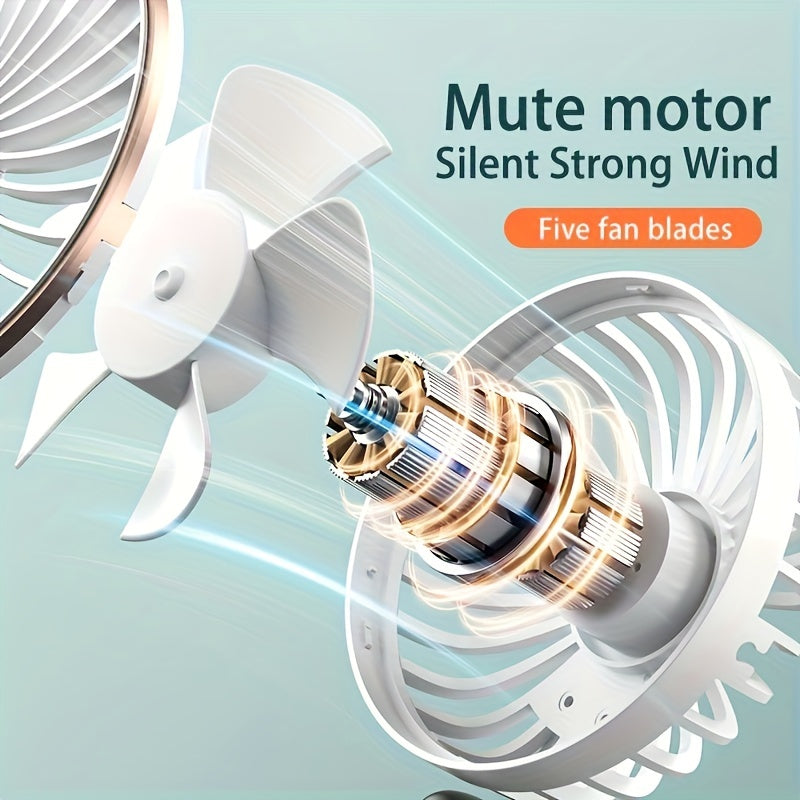 Rechargeable Wearable Fan with 5 Cooling Levels, Foldable, Portable for Travel and Home