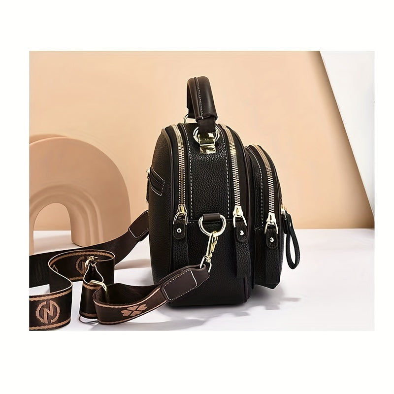 Urban Messenger Bag with Removable Strap Large Capacity PU Solid Color Casual