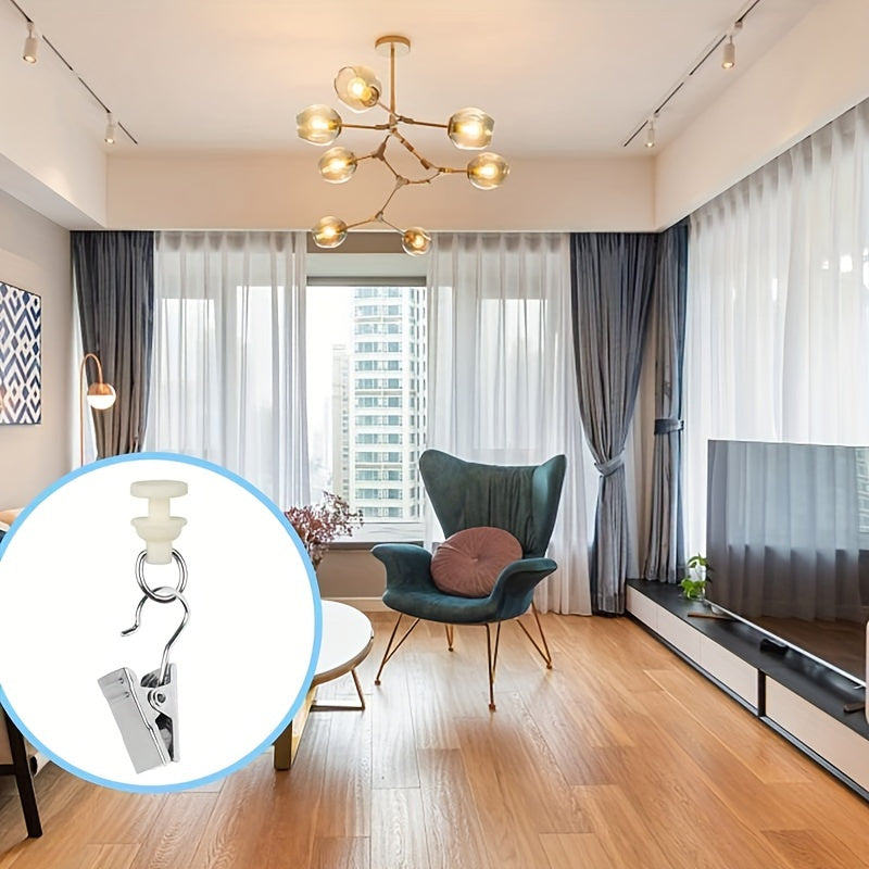 Metal Curtain Hooks and Gliders Set for Rail, Shower, and Door Curtains