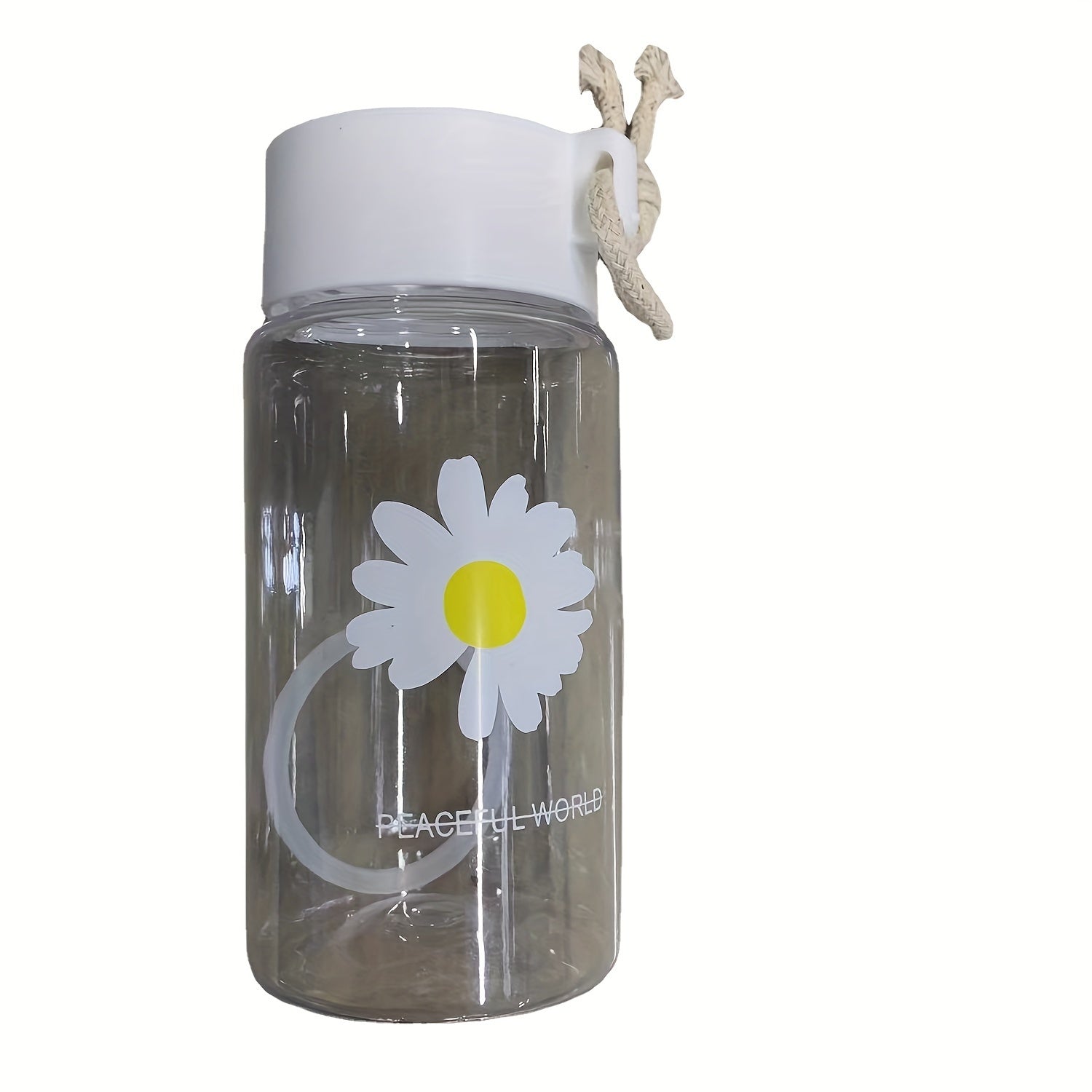 Cute Daisy Flower Water Bottle Plastic Cup for Travel and Gifts