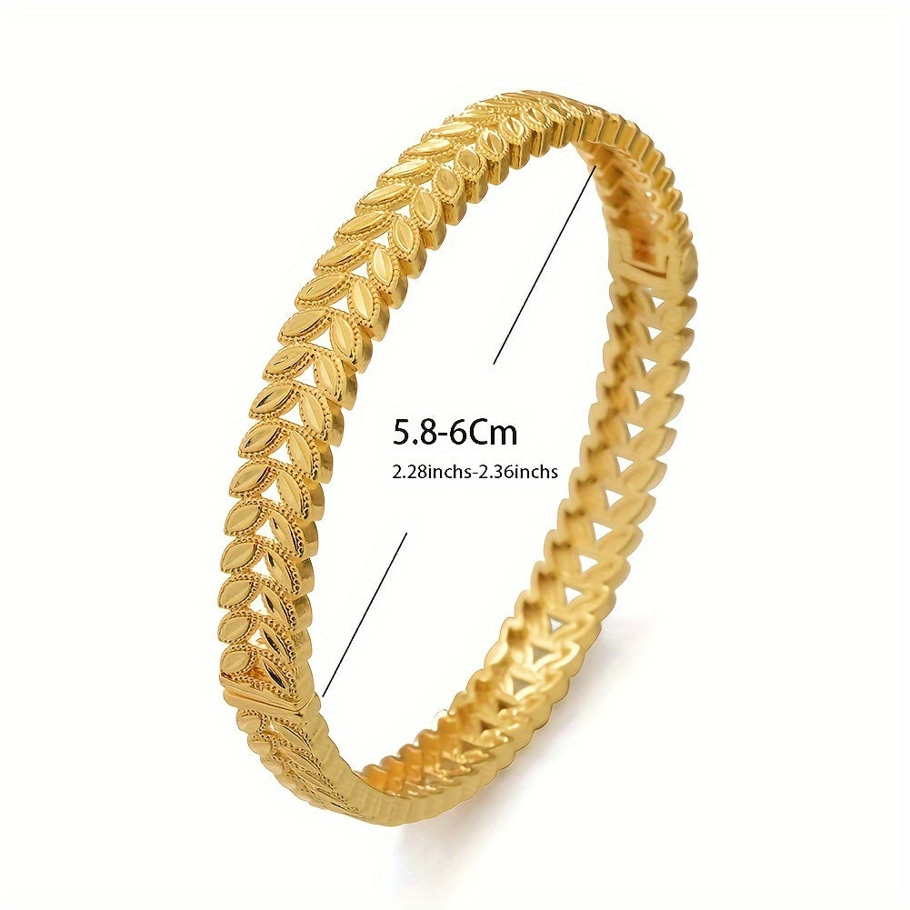 Set of Four Gold Plated Floral Bangle Bracelets for Women Wedding Party Ramadan
