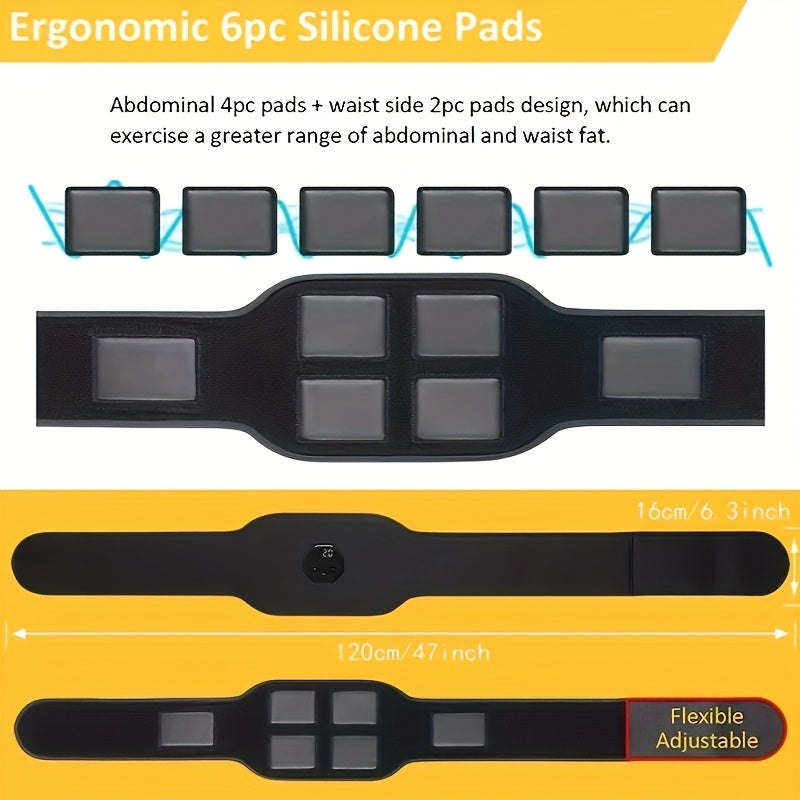 USB Rechargeable EMS Abdominal Trainer Muscle Stimulator Adjustable Belt for Core and Leg Toning