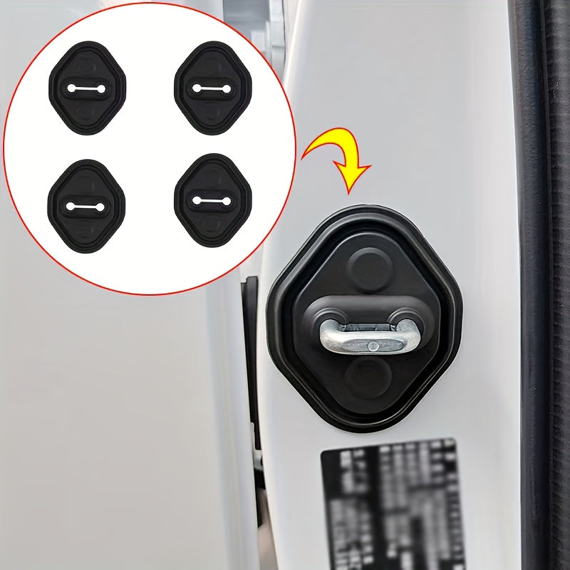 Silicone Car Door Lock Protection Pads Scratch-Resistant Door Threshold Covers Black