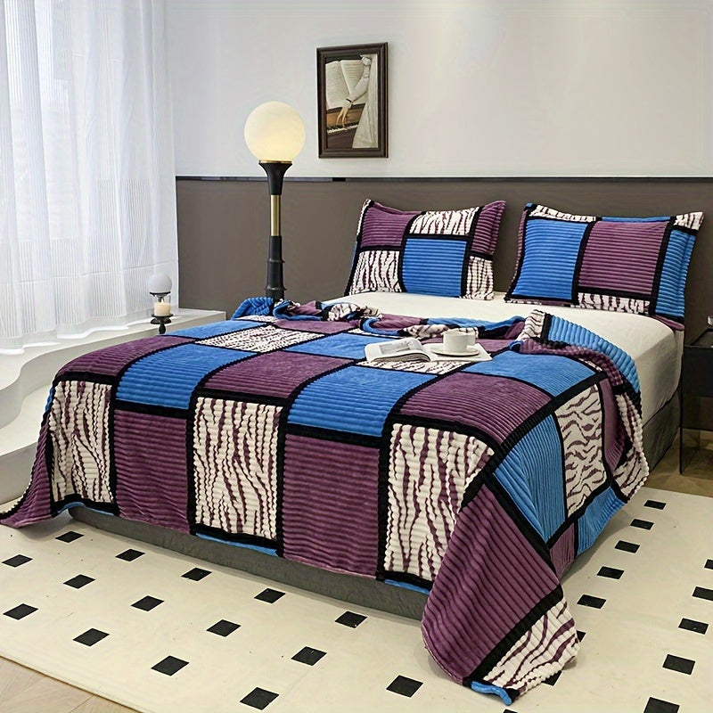 Manta de terciopelo impresa geométrica para cama, sofá, camping, aire acondicionado, todas las estaciones