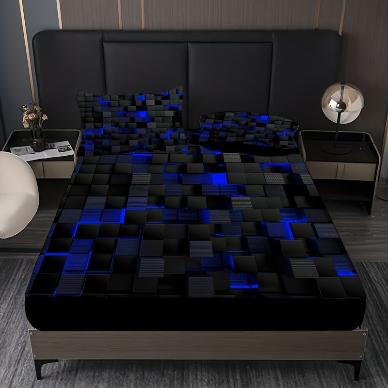 2 ta qizil tarmoq 3D vizual geometriya san'ati mos keladigan to'shakka yostiq bilan to'plam