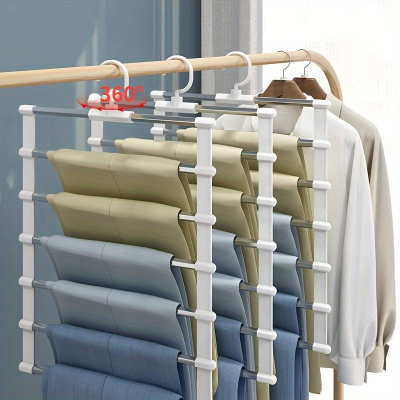 Multi-Tier Aluminum Pants Hangers Space-Saving Closet Organizer