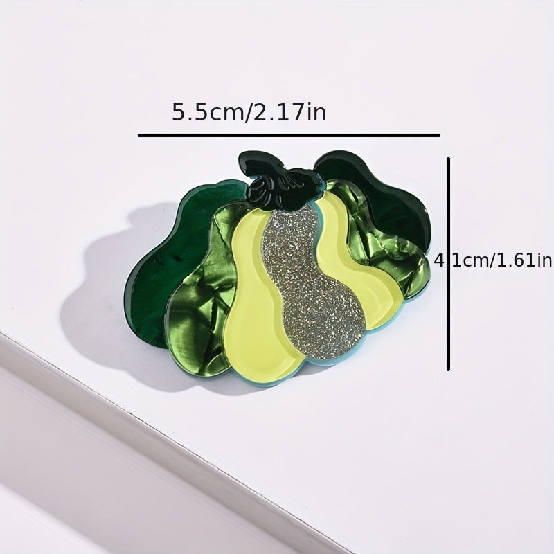 Green Cartoon Fruit Pumpkin Brooch with Acetic Acid Material