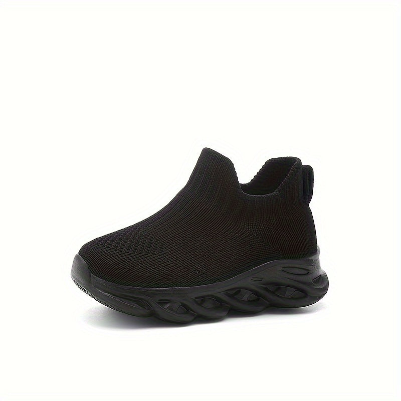 Kids Breathable Slip-On Sneakers with Stretchy Knit Fabric and EVA Sole for Running and Casual Wear