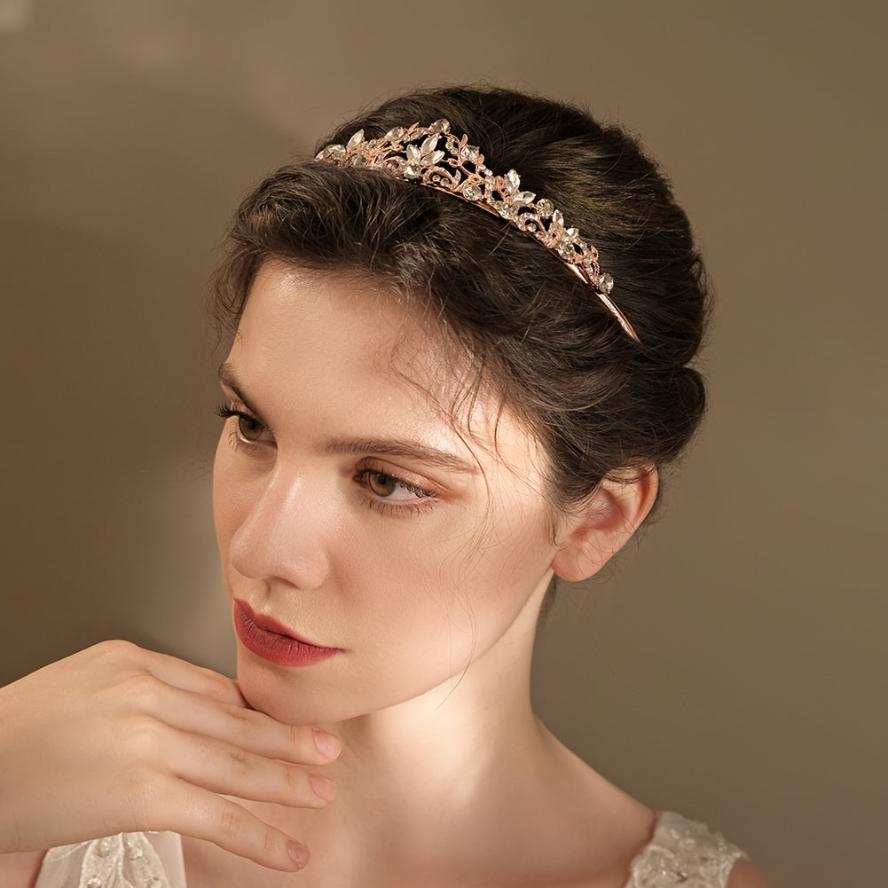 Qizlar uchun princess tiara soch aksessuari, rhinestone taxtasi taqilishi uchun taqilgan bosh band, tug'ilgan kun bayrami bezaklari