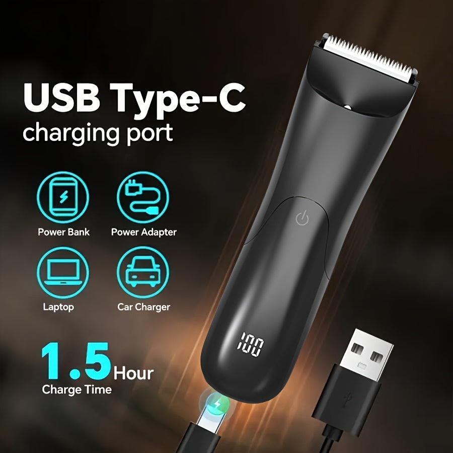 Мужской электробритва и триммер для тела, перезаряжаемый через USB, керамическое лезвие, полное тело ухода