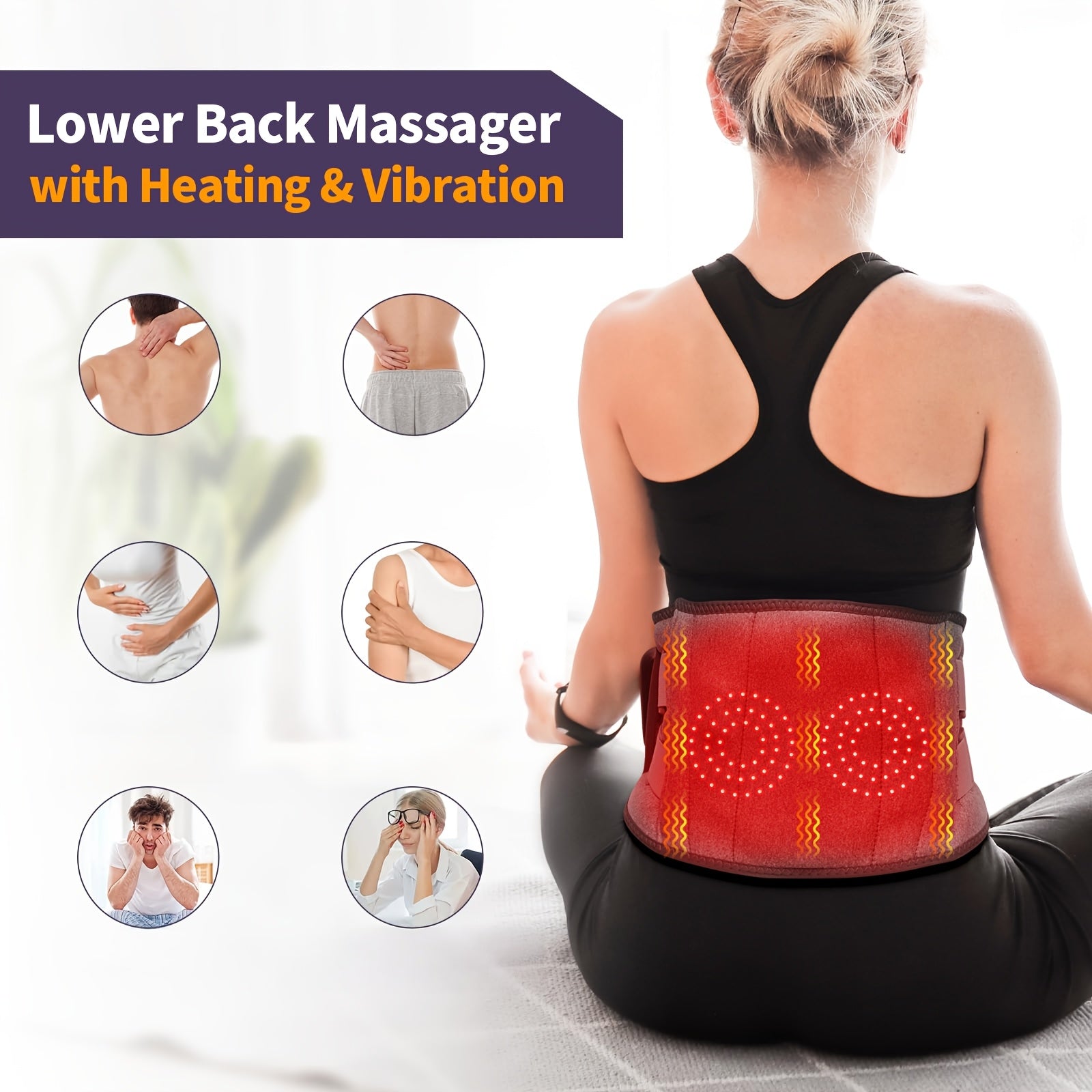 Cordless Heated Massager Set for Back and Knees with 3-Level Heating Vibration LED Touchscreen