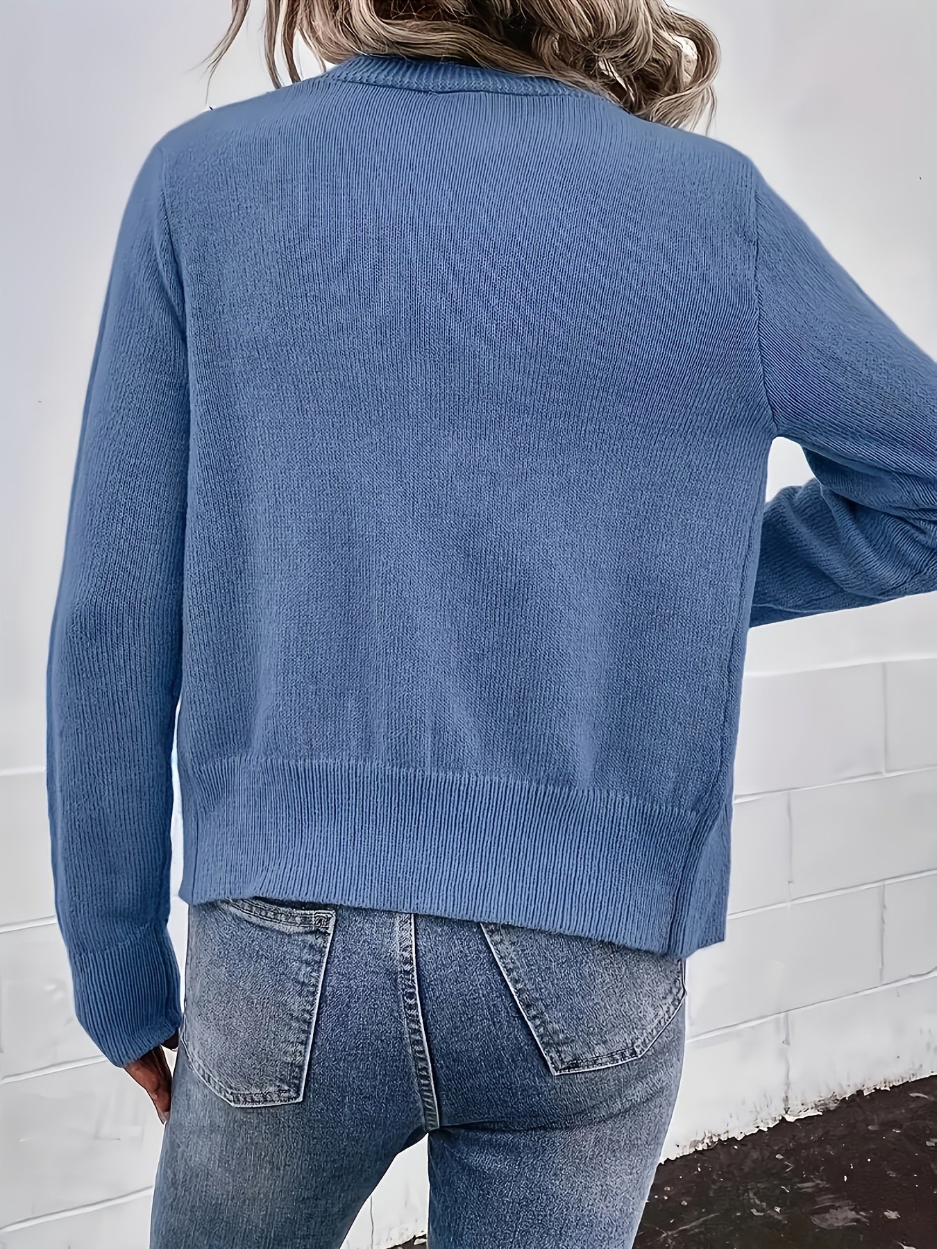 Женский светло-серый кардиган с жемчужной вышивкой, длинные рукава, алмазный узор