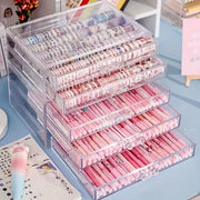 Clear Acrylic Drawer Storage Box with 5 Layers for Office Supplies Organization