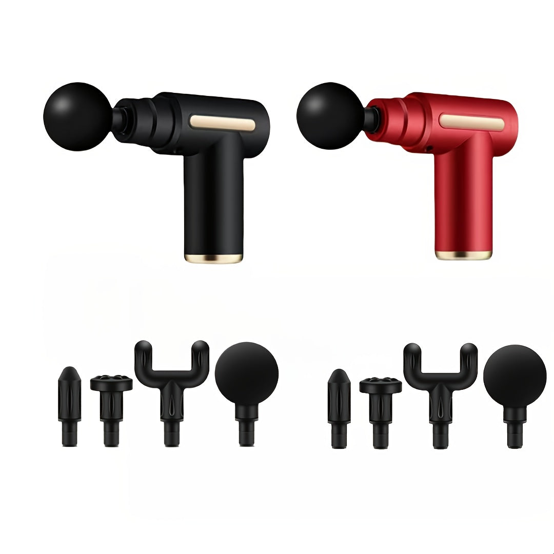 Electric Muscle Massage Gun with 4 Replaceable Heads Deep Tissue Impact Handheld Silent USB Rechargeable