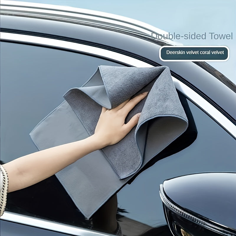 Microfiber Car Towel in 4 Sizes Grey Reusable Scratch-Free Detailing and Cleaning