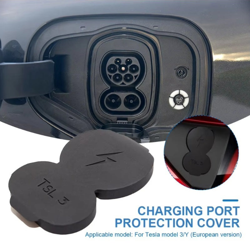 Black Silicone Dust Cover for Tesla Charging Port Waterproof Protection