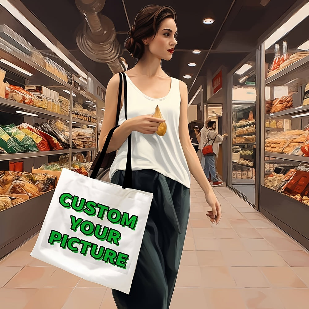 Персонализированная многоразовая сумка-тоут с индивидуальной фотографией и текстом, складная, из полиэстера, смешанные цвета