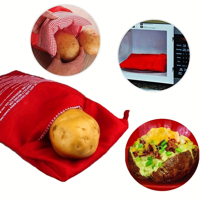 Set of 3 Reusable Microwave Potato Cooker Bags PET Material for Fast Baking