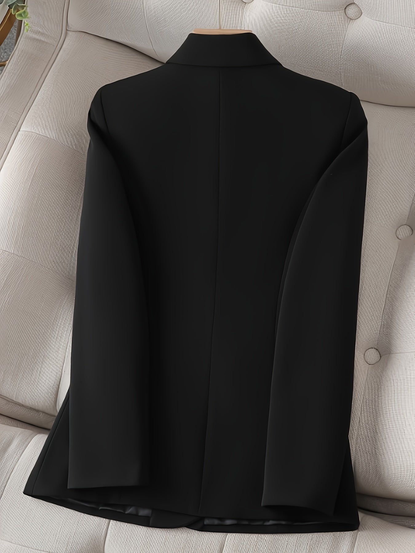 Women's Double-Breasted Blazer Solid Color Long Sleeve Polyester Office Casual